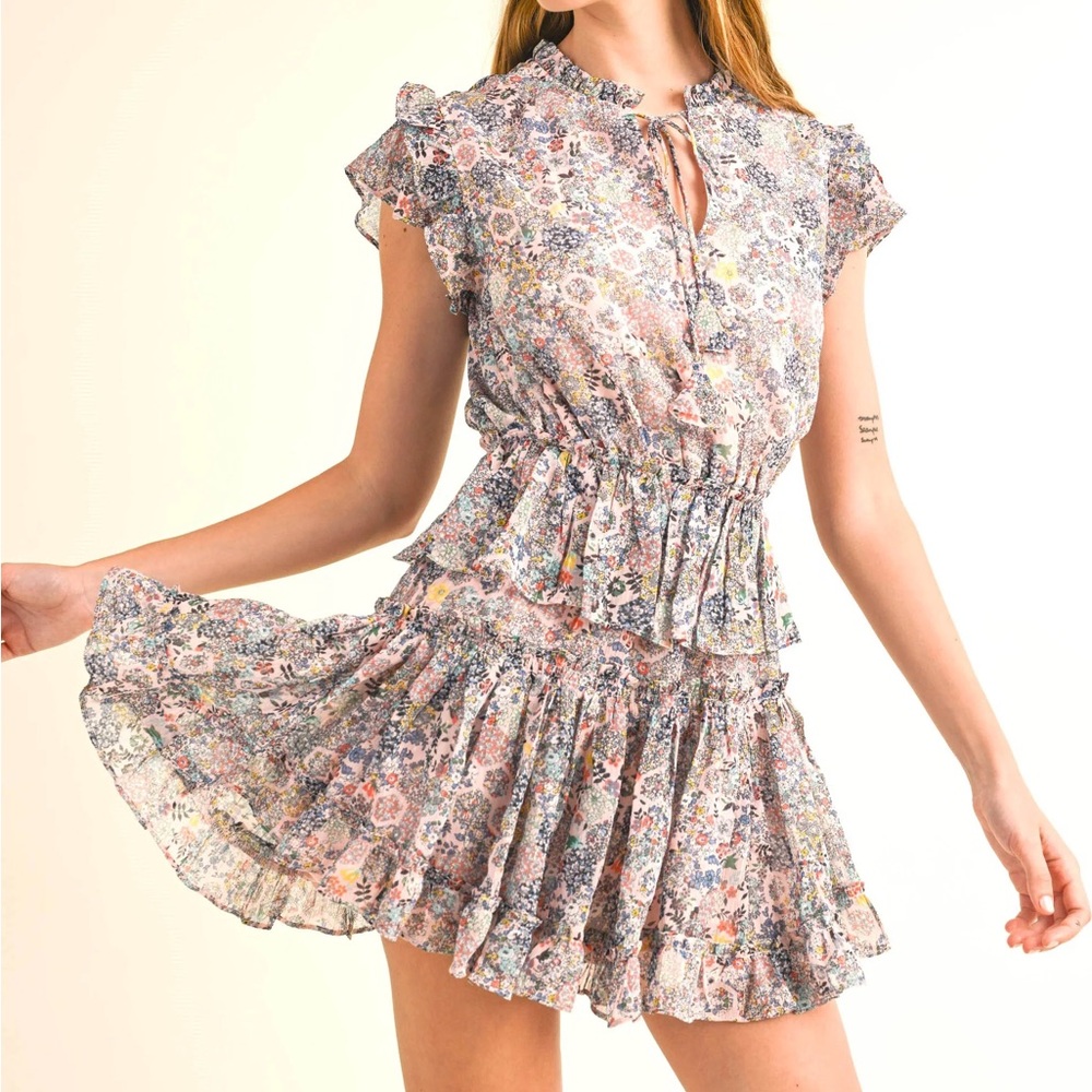 Chic Floral Ruffle Mini Dress